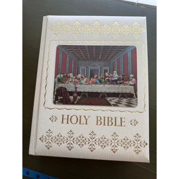The New American Bible Catholic Edition Last Supper Cream Gold Faux Leather NAB