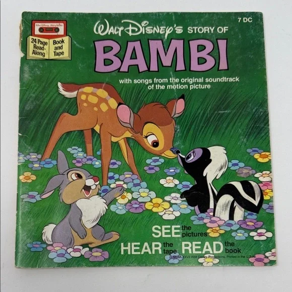 Walt Disney's Story of Bambi Book No Cassette Tape) BOOK ONLY 24 Pages Vintage