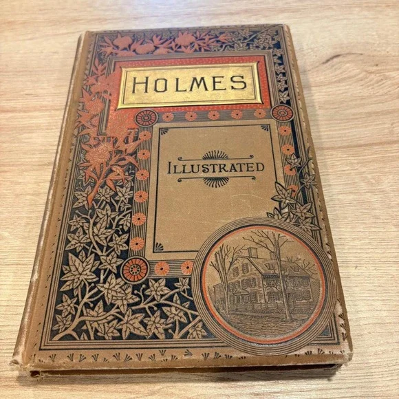 Antique Poetry Book Set Holmes Lowell Longfellow Illustrated Decorative Covers