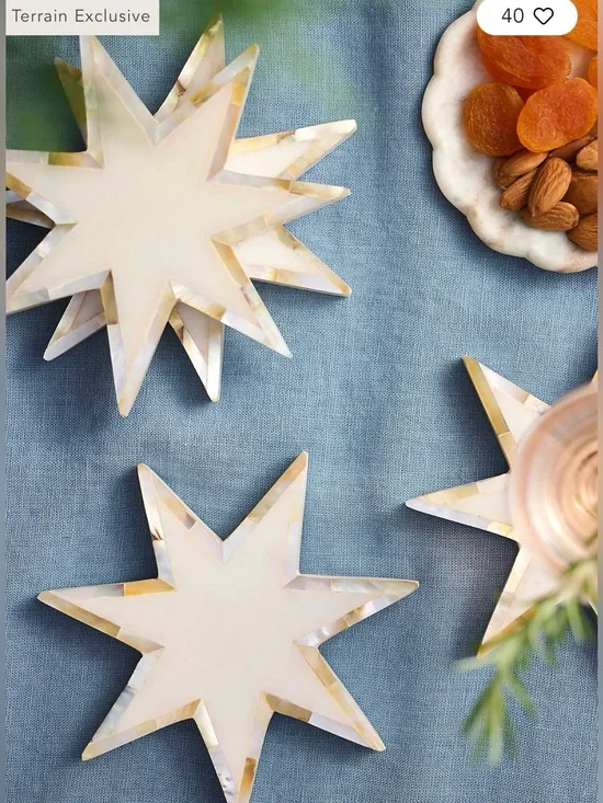 Set of 3 Anthropologie Abalone & Marble Star Coasters
