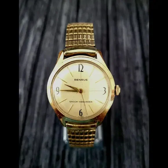 Rare Cond Vintage Benrus 20 Micron‎ Gold Manual Mens Watch