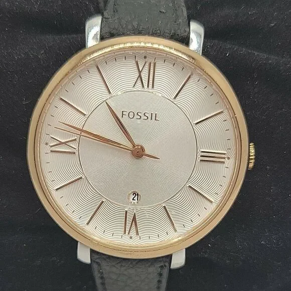 Fossil Jacqueline ES3842 Women's Black Leather Analog Dial Quartz Watch AM904