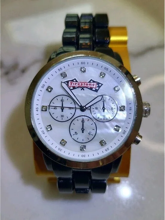 Men's Quartz Watch Working New Battery Automobilia 44mm Firestone Tires LNEUC