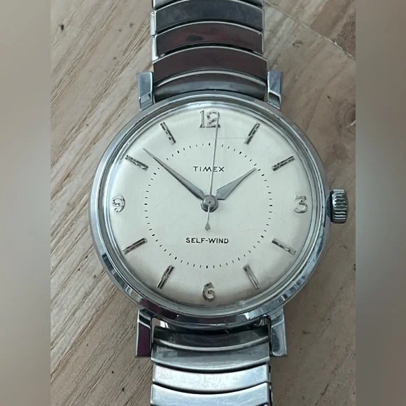 Timex Viscount Vintage Self-Winding Men’s Watch Stainless Bracelet Silver Dial