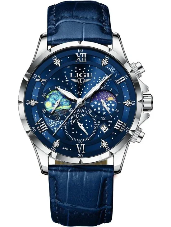 Stylish Waterproof Analog Chronograph Watch for Men - Leather, Luminous, Date