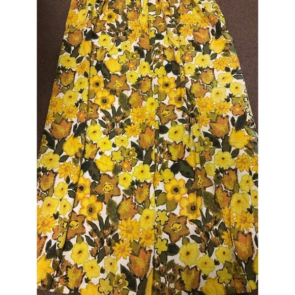 Vintage Barkcloth Fabric Q960s Mod Floral Curtains
