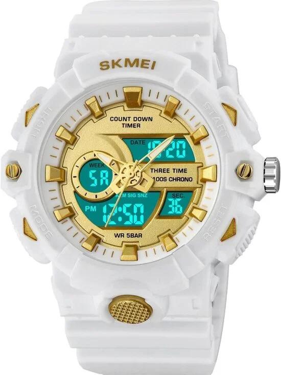 Men's 50M Waterproof Analog Digital Sports Watch with LED Backlight, Military