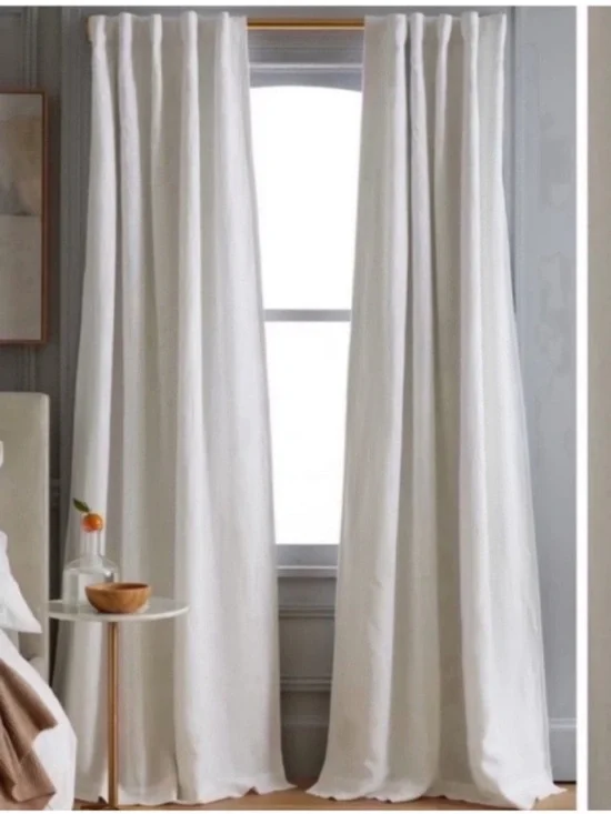 QUINCE Set Of 2 48x84 European Linen True Blackout Curtains Cream 0625