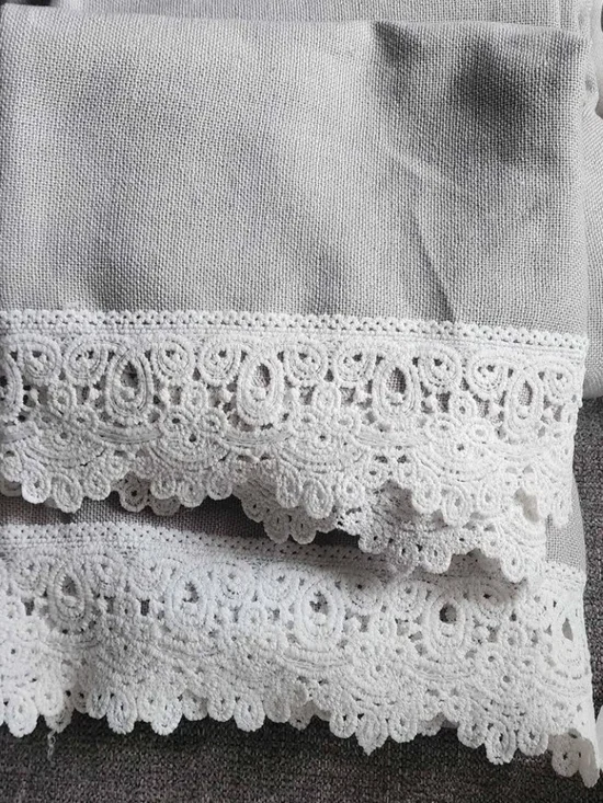 Lace Hem Grey Women's Skirt - White Trim