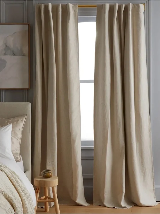 New 96x108 European Linen Room Darkening Curtain Panel in Flax - Retail $164