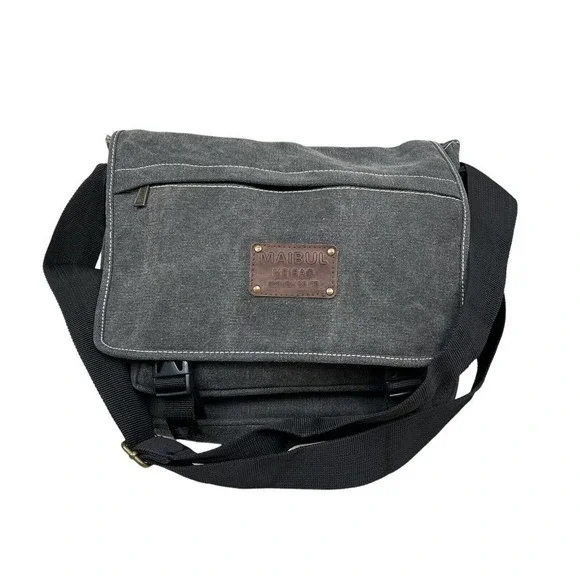 Mailbul Meibao Messenger‎ Bag Inner Zip Compartments Lined Black Wash Medium