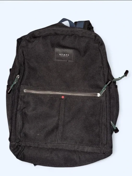 STATE Black Canvas Backpack with Silver Zipper Accent