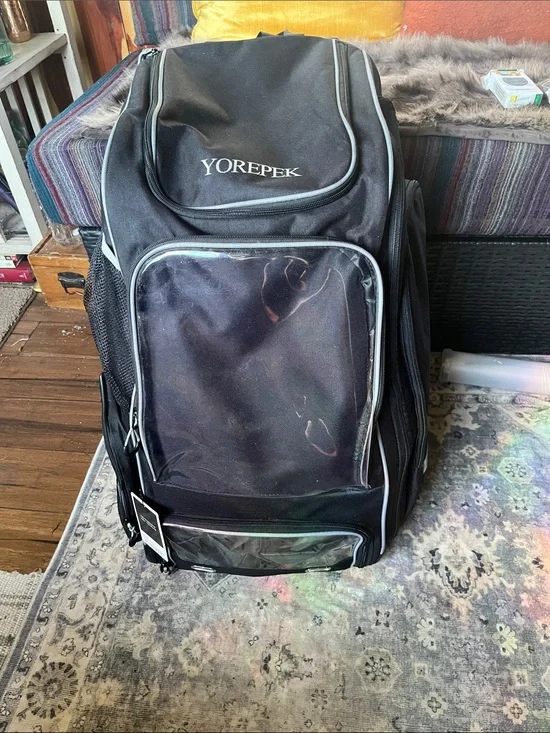 Black Men's Travel Backpack with Clear Front Pocket