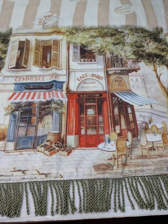 French Paris Cafe Bistro Window Valance Tier Curtains Pair Tweel Home 59