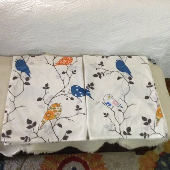 Pair of Charming Bird Bedroom Curtain toppers.  Hippie chic, Bohemian. 54