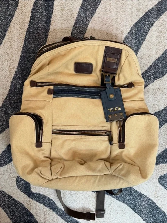 Tumi Alpha Bravo Knox Backpack Deluxe Khaki Canvas Leather