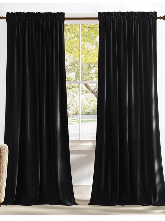 Black Velvet Curtain Panel - Unknown Brand