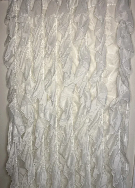 Sheer White Vertical Ruffled Window Curtain Panel 50 x 84