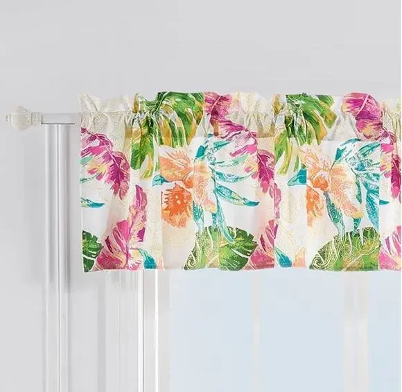 Pack of 2 Greenland Home Tropics Window Valance, 84 x 18 inches, Coral