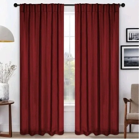 3 panels Faux SILK‎ BLOCK OUT CURTAINS Textured 42x81.5 Rod Sleeve
