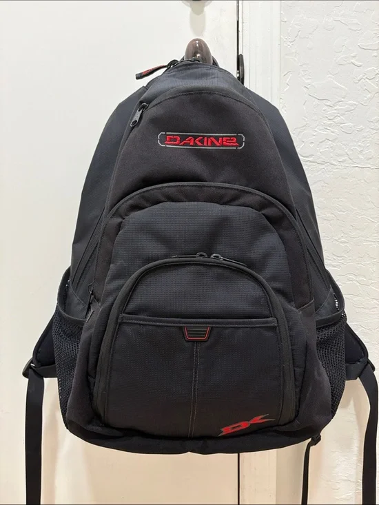Dakine Black Backpack with Red Logo and Accents