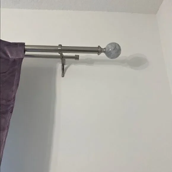 [ballard] double rod drapery kit polished nickel with marble finials