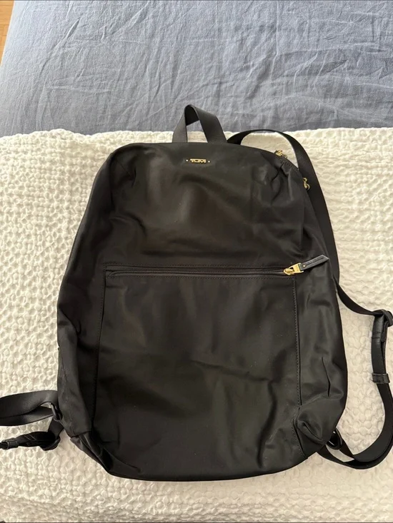 TUMI Nylon Backpack with Gold Hardware