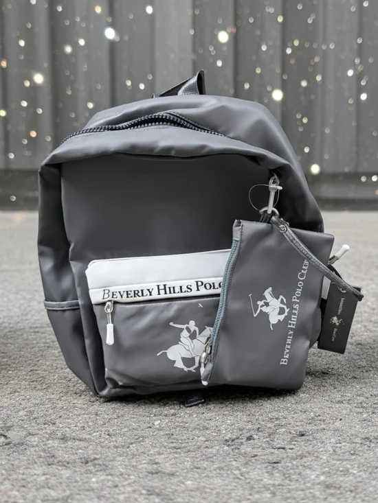 Beverly Hills Polo Club Gray Men's Backpack with Removable Pouch