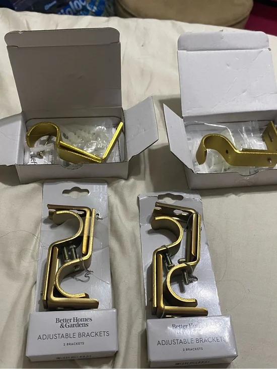 Better Homes And Gardens Gold Curtain Rod Brackets - Adjustable Set