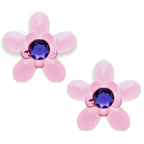 Cambria My Room Flower Finials in Pink Acrylic and Brushed Nickel Girls Set of 2