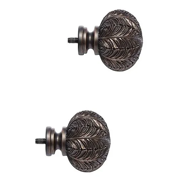 Cambria Classic Complete Leaf Finials in Matte Brown Elegant Set of 2