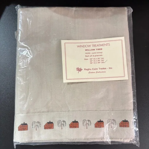 Raghu Exim Trades Set 2 Curtain 36x30 Farmhouse Primitive‎ Country Style NWT