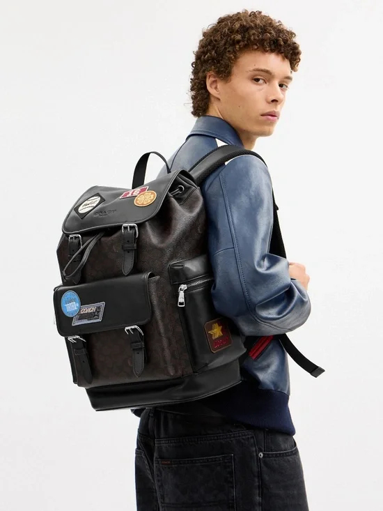 Coach Outlet Men's Sprint Backpack In Signature Canvas With Patches