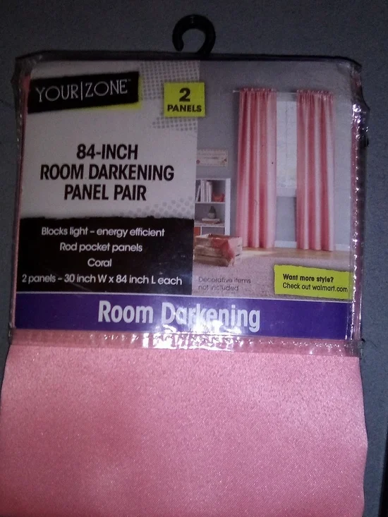 Your Zone Coral Room Darkening Curtain Panel Pair - 84-Inch