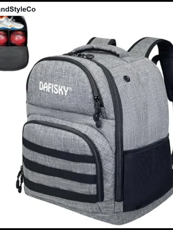 2 Ball Bowling Backpack with Shoes Compartment, Padded Ball Holder & Adjustable