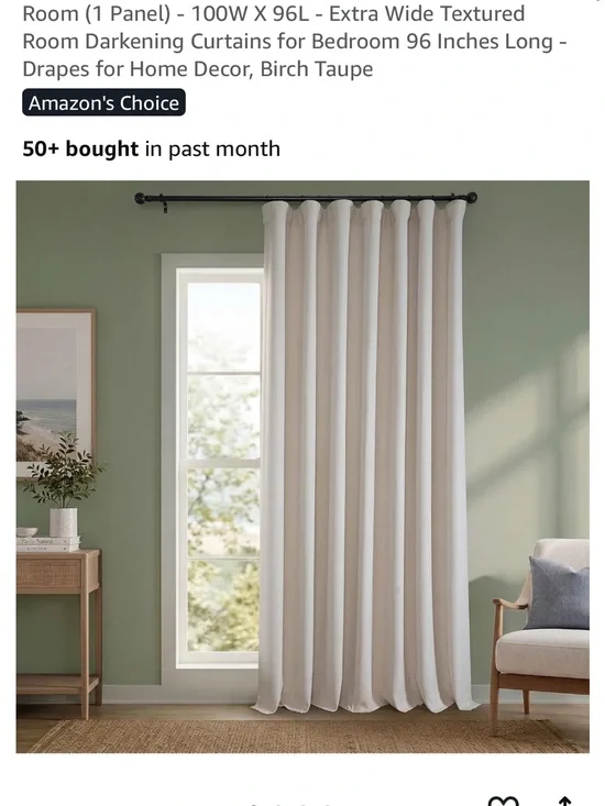 2 Panels- Birch Taupe Textured Room Darkening Curtain Panels - Neutral Taupe