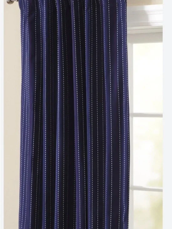 Pottery Barn Navy Blue Pinstripe Window Curtain Panels - 2 panels -Home Accents