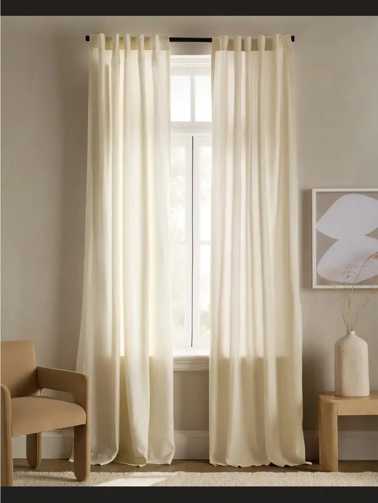 Quince European Linen Lined Curtain Panel 96x84 -Ivory
