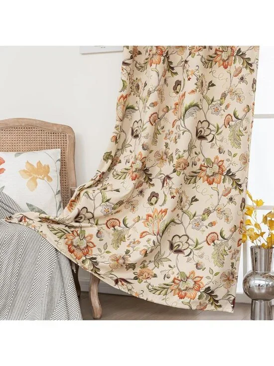 80% Blackout Thermal Insulated Curtains, Paisley Floral Drapes 84” for Living