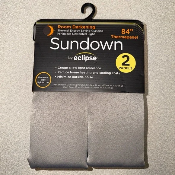Sundown By Eclipse Room Darkening Rod‎ Pocket Panel Pair Gray Curtains 26