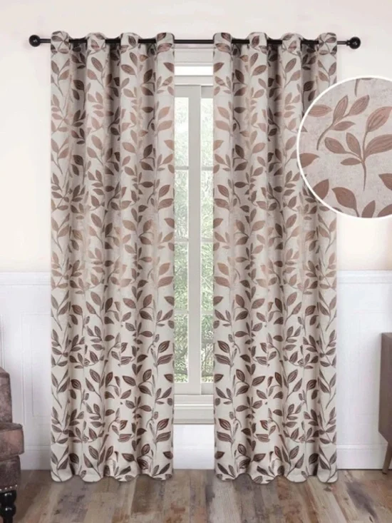Superior Leaves Premium Curtains Panel Set Black Out Grommet Panels 52