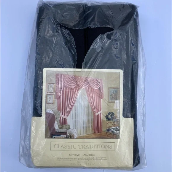 Vintage Classic Traditions Draperies By JC Penney Black 50” x 84” 2 Panels NOS
