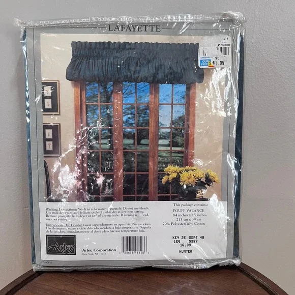 Vtg Arley Lafayette Pouff Valance‎ Hunter Green Damask 84x15 Traditional NIP