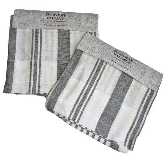 Summer Valance Gray White Striped 40x14