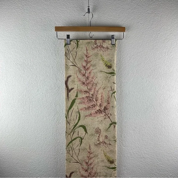 Vintage l 40s Novelty Sea Ocean Fauna Fern Frond Floral Barkcloth Curtain Panel