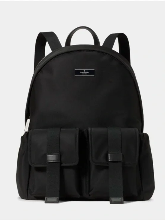 kate spade Black Nylon Backpack with Front Flap Pockets