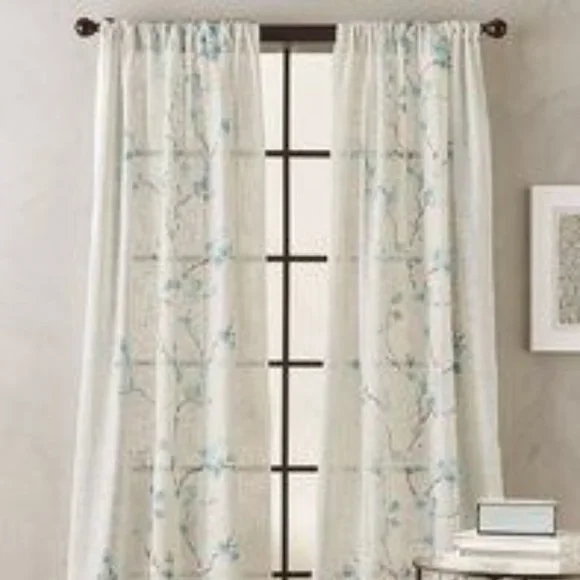 ANDOVER MILLS Michiko Damien Floral Aqua Curtain Panel 50 in x 108 in NWT NEW