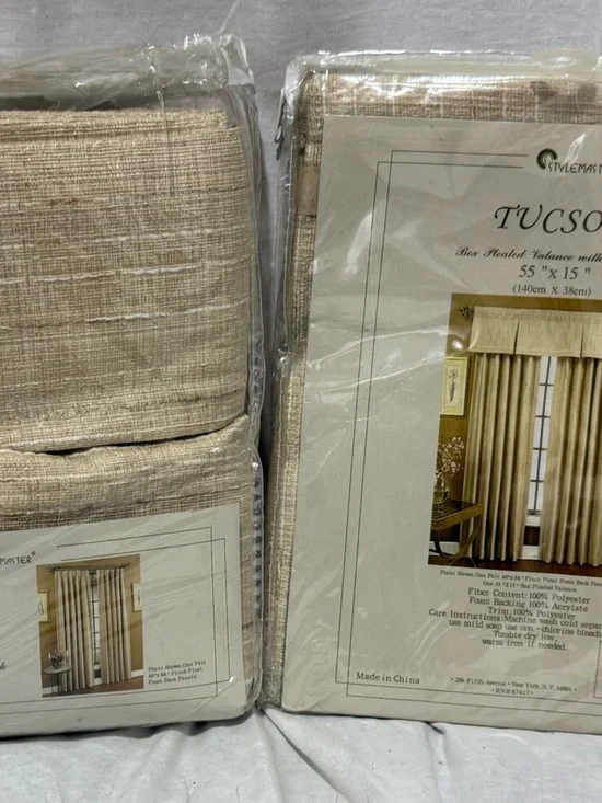 Tucson Beige Box Pleated Valance - Elegant Window Accent