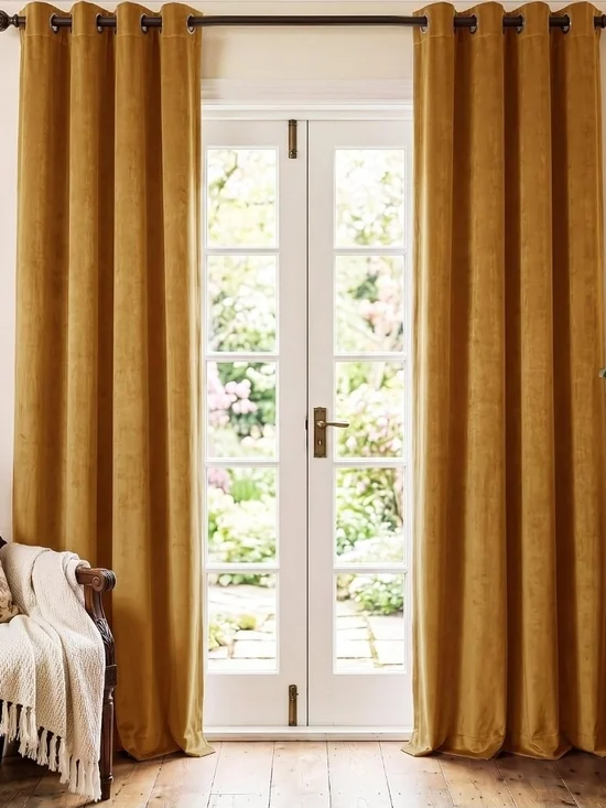 Gold Velvet Blackout Curtains