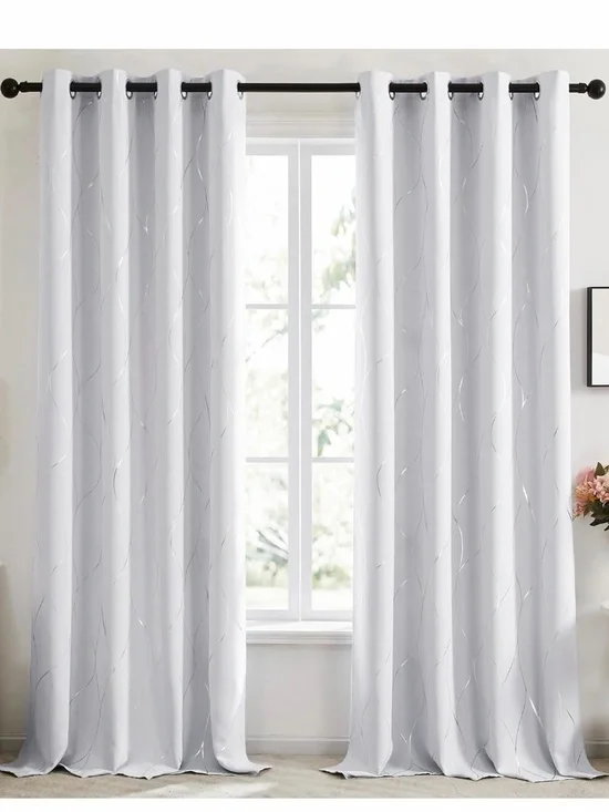 Deconovo Curtains for Living Room, Pattern Blackout Curtains 84”